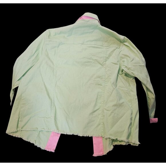 Vintage Quacker Fact Denim Jacket With Fringe Hem & Rhinestone Details Size L Mi - Picture 6 of 11